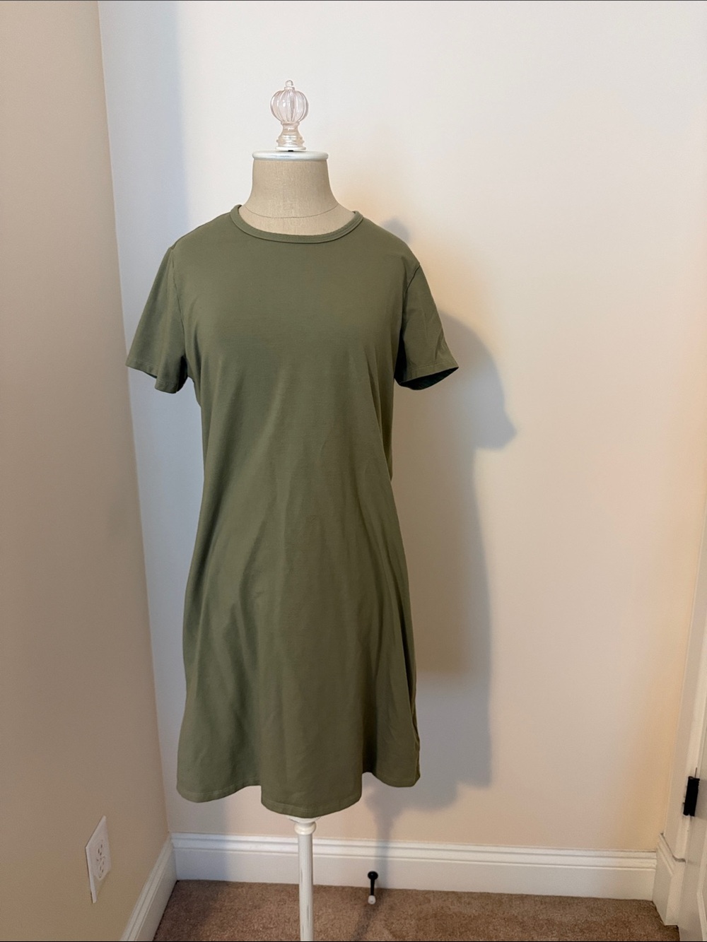 Olive Green Short Sleeve T-Shirt Dress